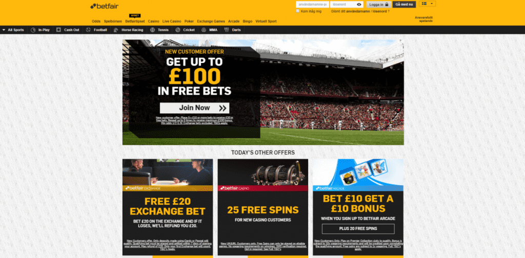 betfairs hemsida