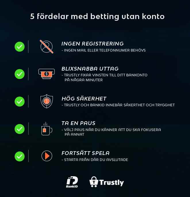 Fördelar med betting utan konto