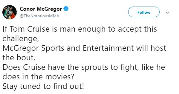 mcgregor tweet bieber vs cruise